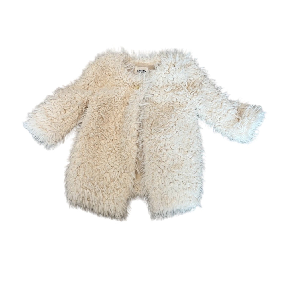 KIDS NWOT OLD NAVY Cream Faux Fur One Button Jacket Coat 18-24M